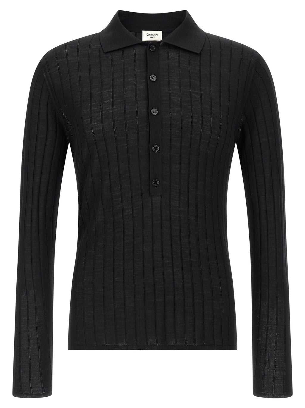 Saint Laurent Black Wool Polo Shirt