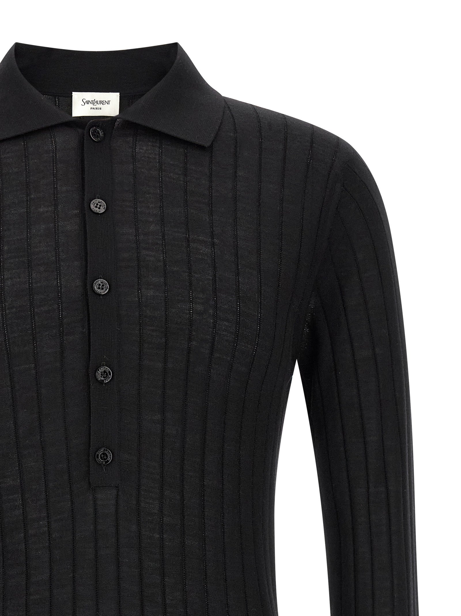 Saint Laurent Black Wool Polo Shirt
