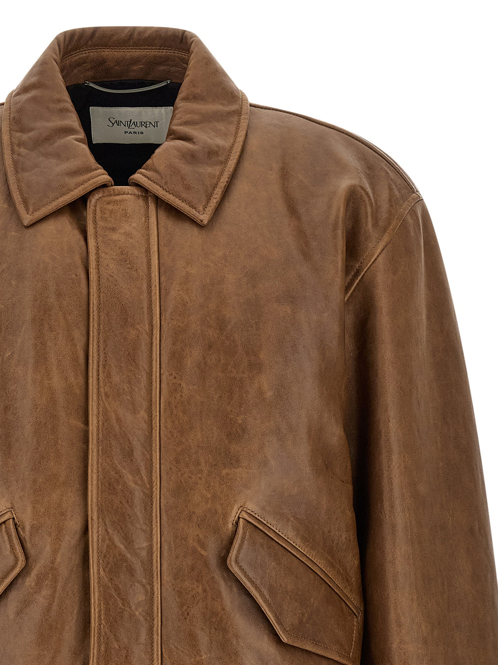 Saint Laurent Brown Lamb Leather Leather Jacket
