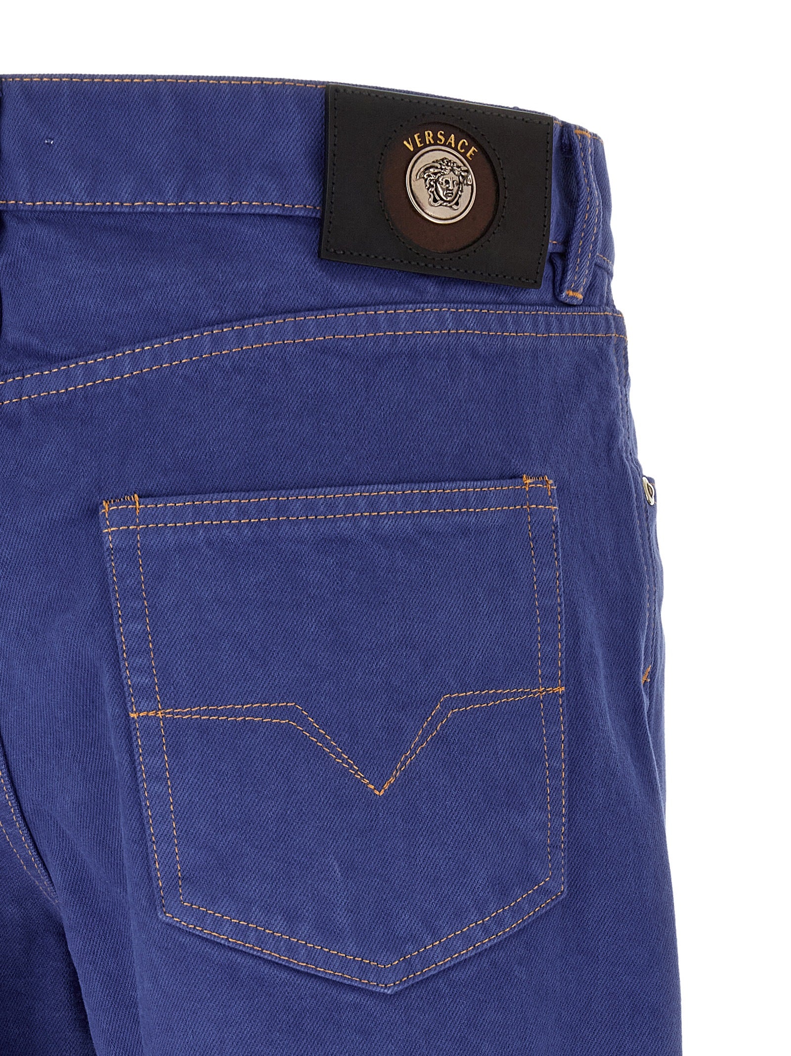 Blue Cotton Straight-Leg Jeans
