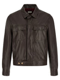 Brunello Cucinelli Brown Lamb Leather Leather Jacket