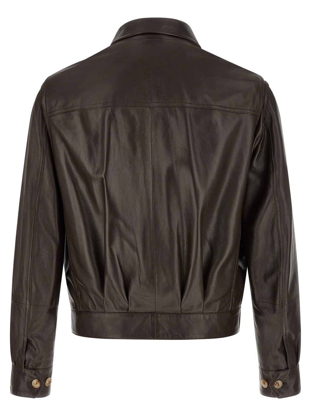 Brunello Cucinelli Brown Lamb Leather Leather Jacket