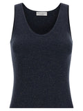 Brunello Cucinelli Blue Cashmere Sleeveles T-Shirt