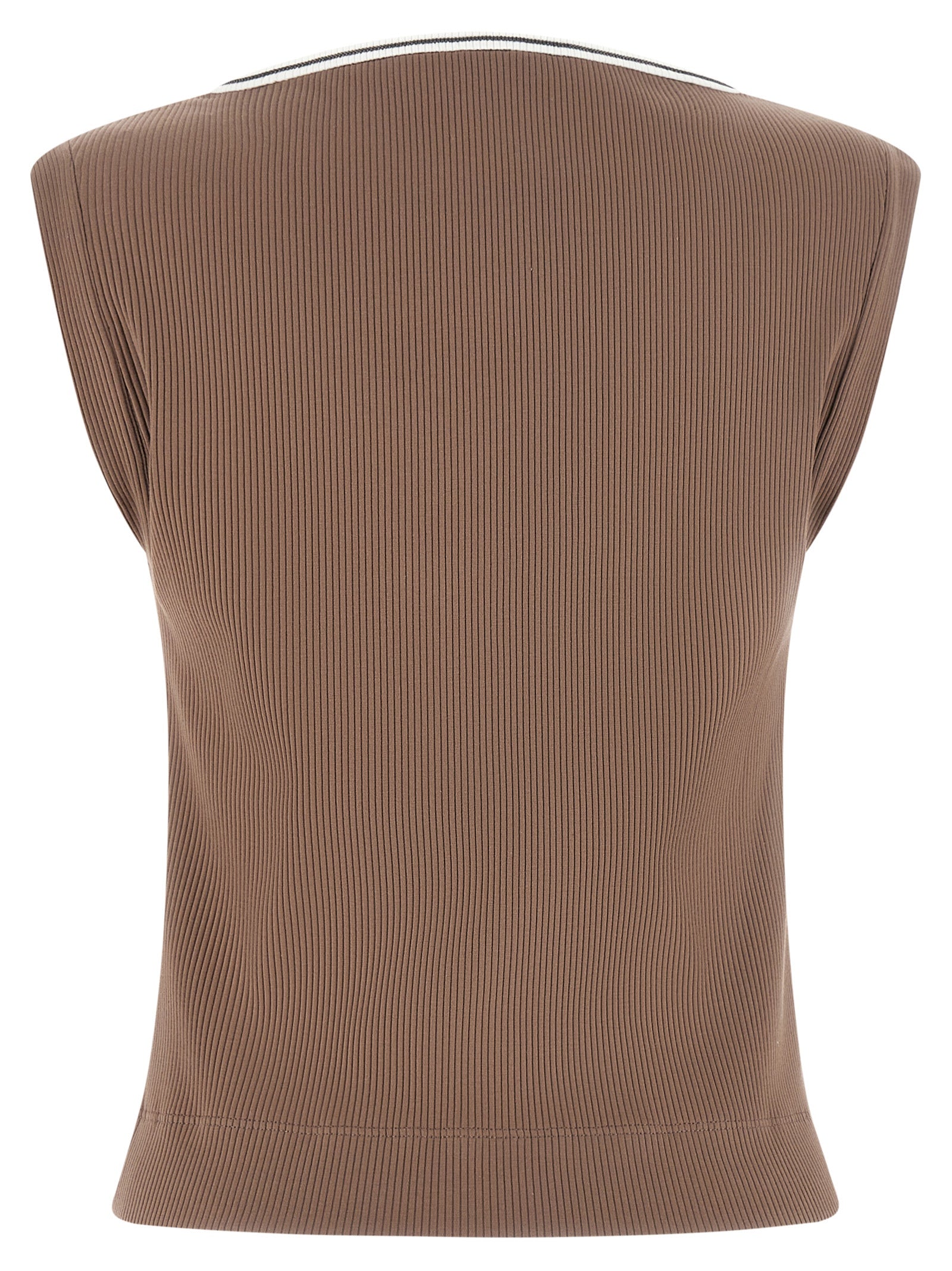 Brunello Cucinelli Brown Cotton Tank Tops