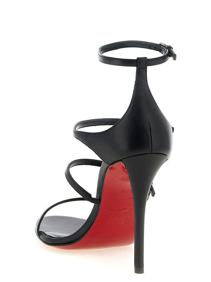 Christian Louboutin Svarte Stilettsandaletter i Geiteskinn