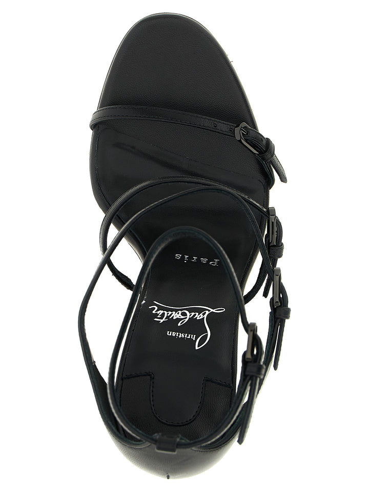 Christian Louboutin Svarte Stilettsandaletter i Geiteskinn