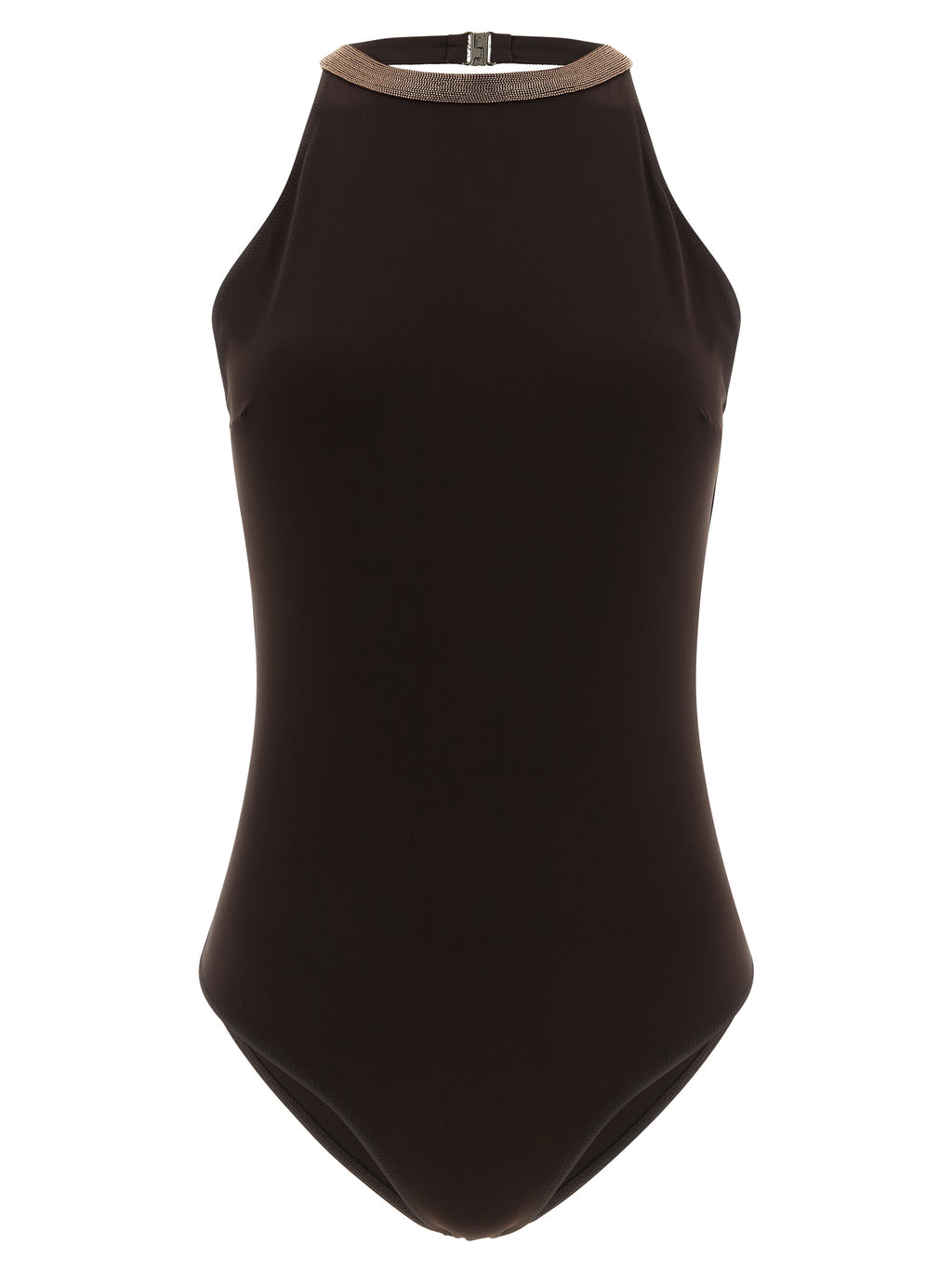 Brunello Cucinelli Brown Polyamide One-Piece Swimsuit