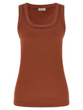 Brunello Cucinelli Brown Cotton Sleeveles T-Shirt