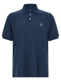 Brunello Cucinelli Blue Cotton Polo Shirt