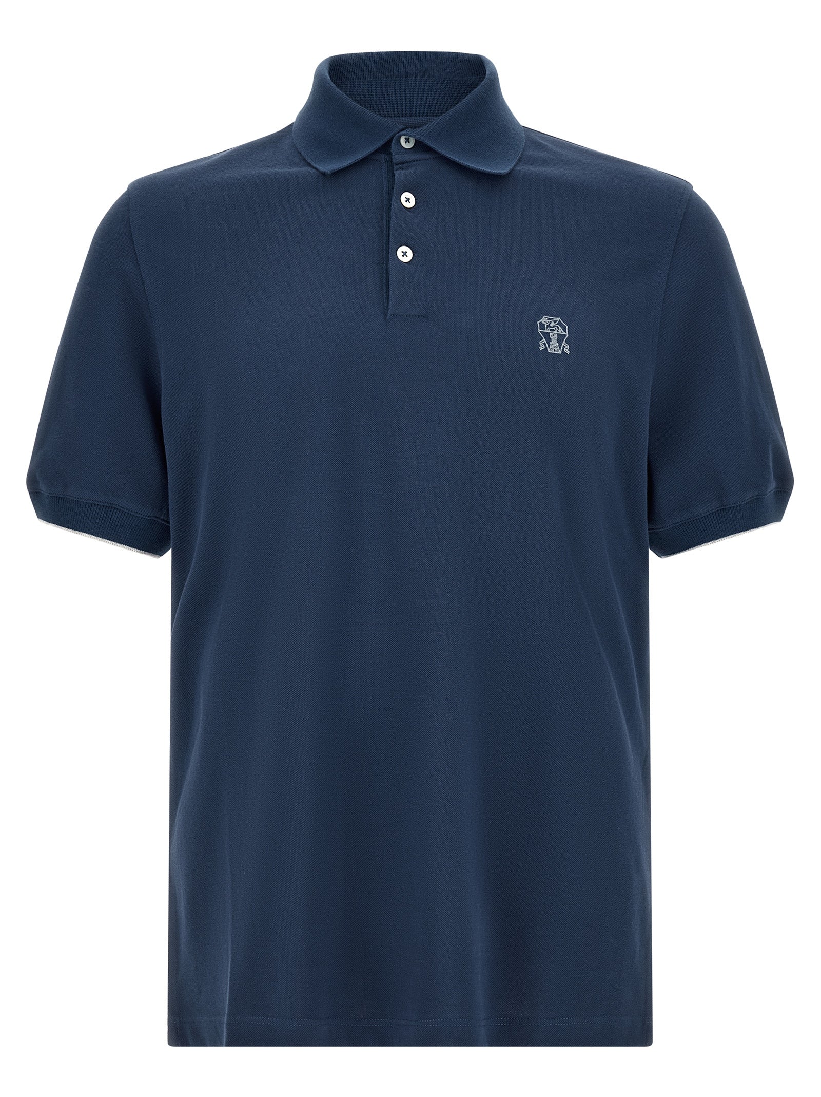 Brunello Cucinelli Blue Cotton Polo Shirt