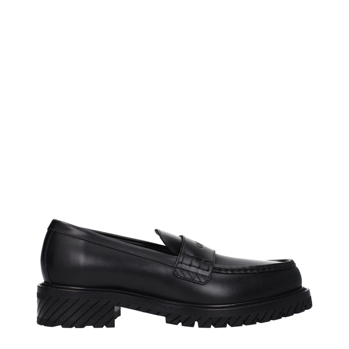 Off-White Sorte Slip-On Loafers i Skinn