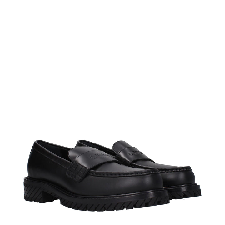 Off-White Sorte Slip-On Loafers i Skinn