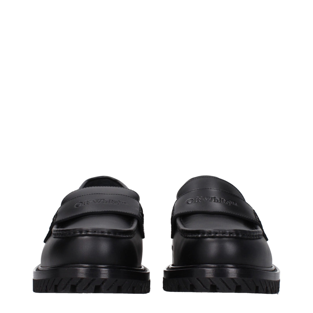 Off-White Sorte Slip-On Loafers i Skinn