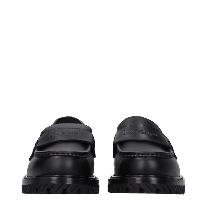 Off-White Sorte Slip-On Loafers i Skinn