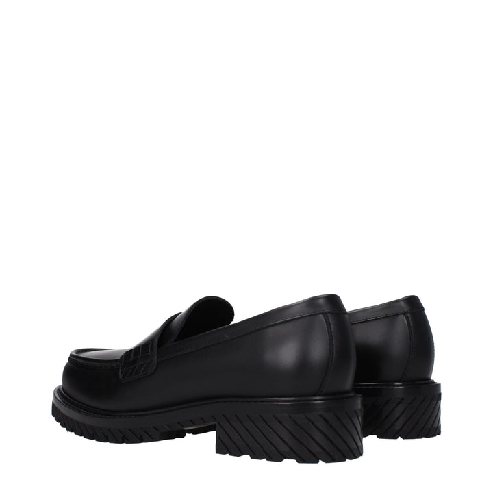 Off-White Sorte Slip-On Loafers i Skinn