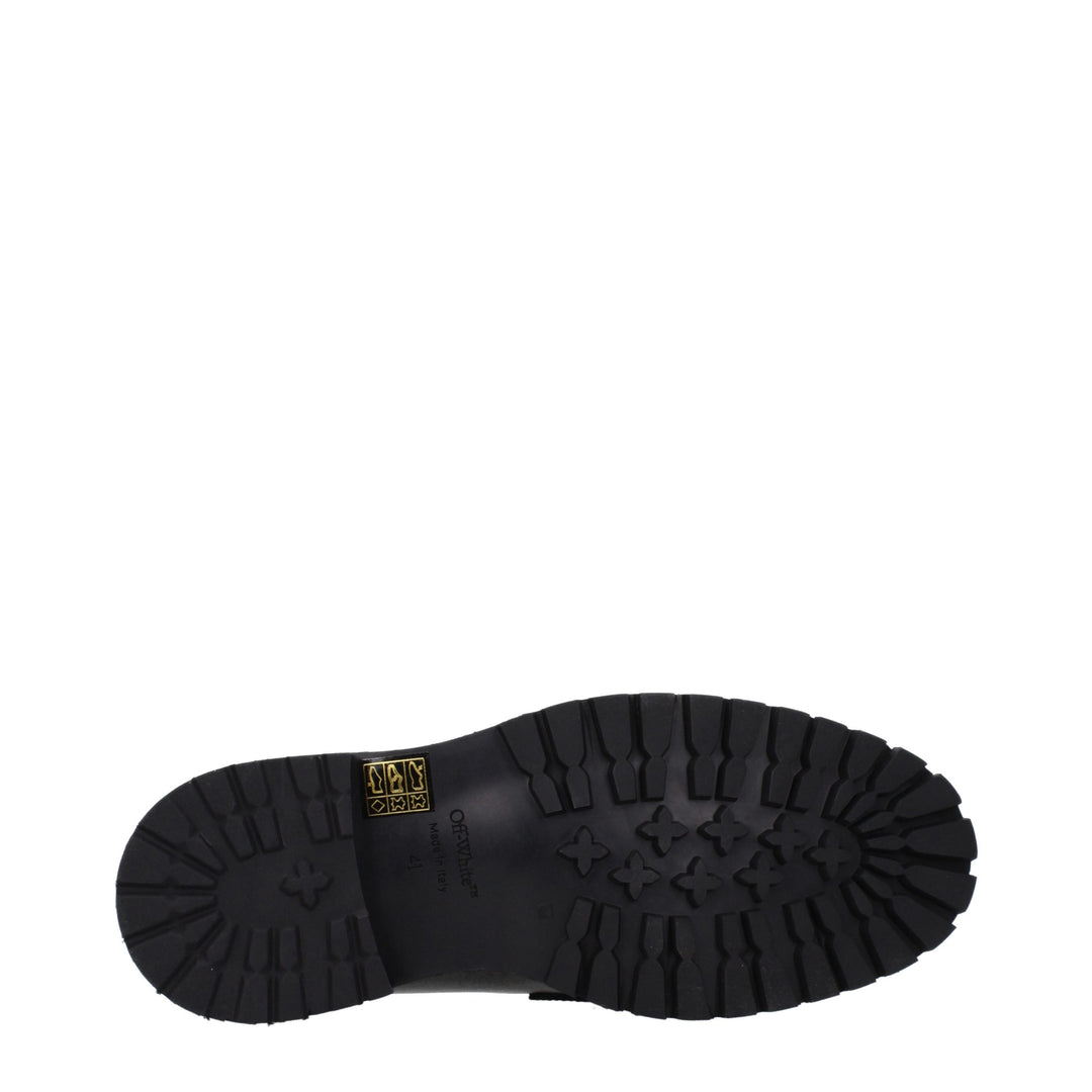 Off-White Sorte Slip-On Loafers i Skinn