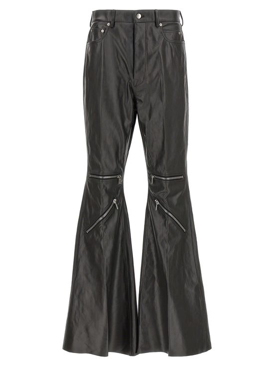Rick Owens Black Calfskin Flared Pants