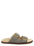 Brunello Cucinelli Gray Calfskin Slides