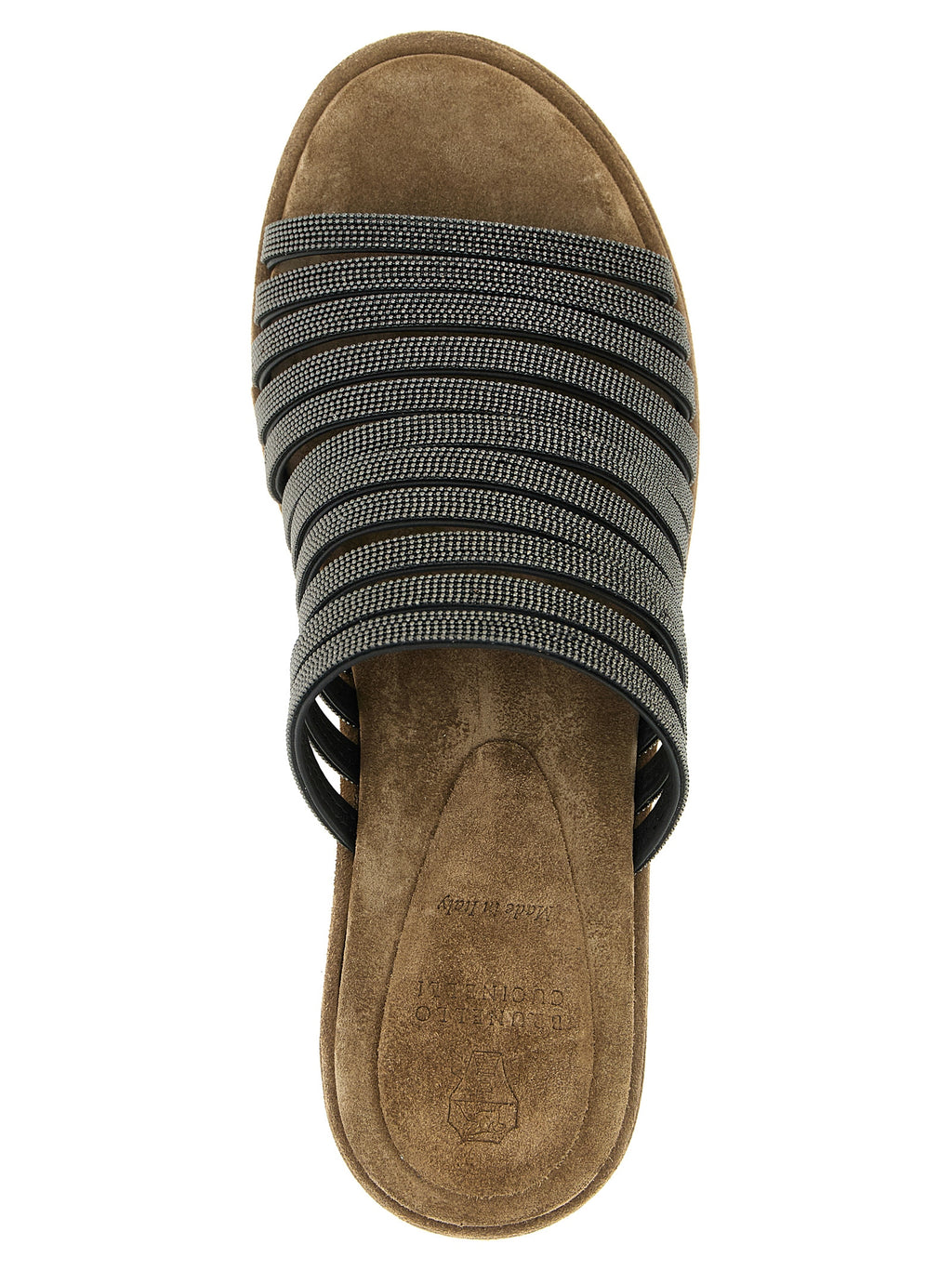 Brunello Cucinelli Brown Lamb Leather Wedge Sandals