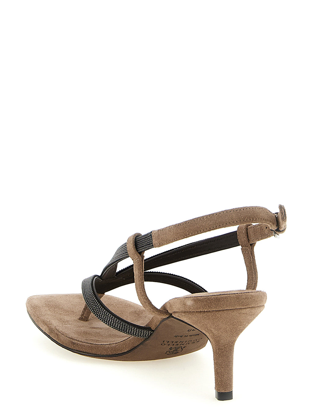 Brunello Cucinelli Beige Lamb Leather Flat Sandals