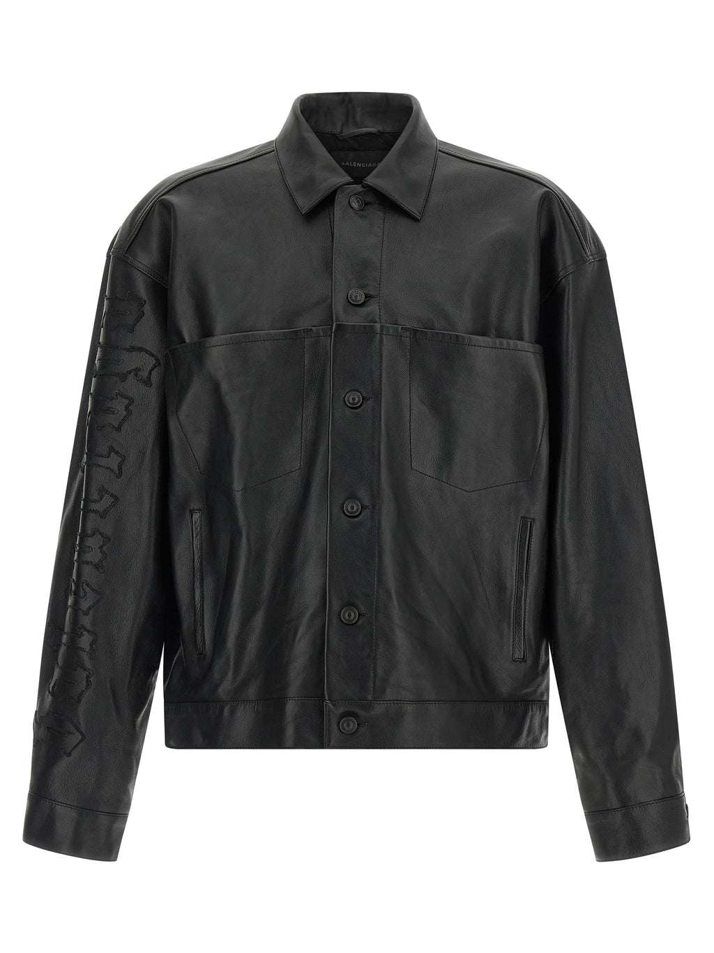 Balenciaga Black Buffalo Leather Leather Jacket