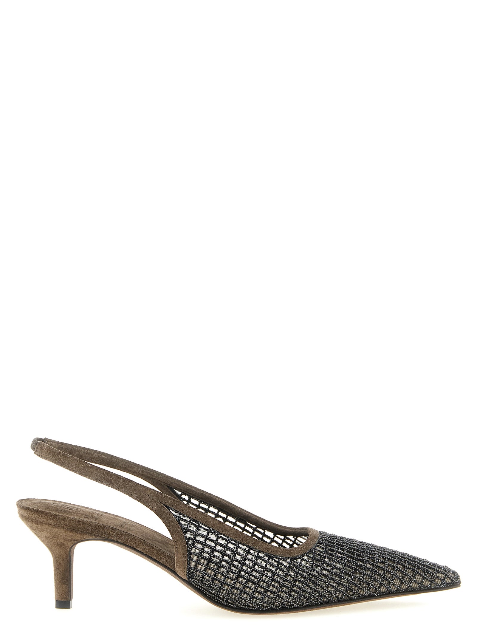 Brunello Cucinelli Brown Calfskin Mid Heel Pumps