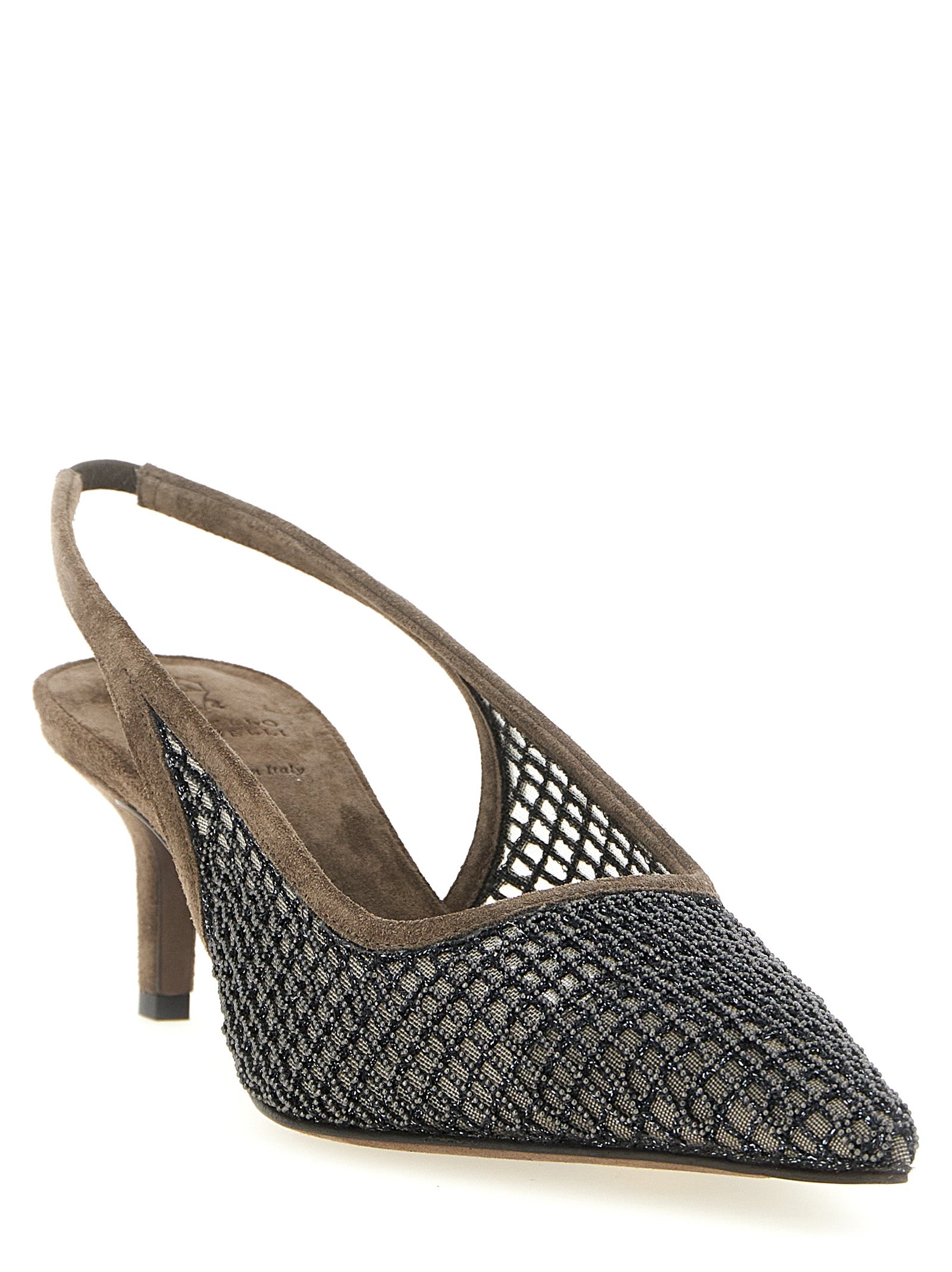 Brown Calfskin Mid Heel Pumps