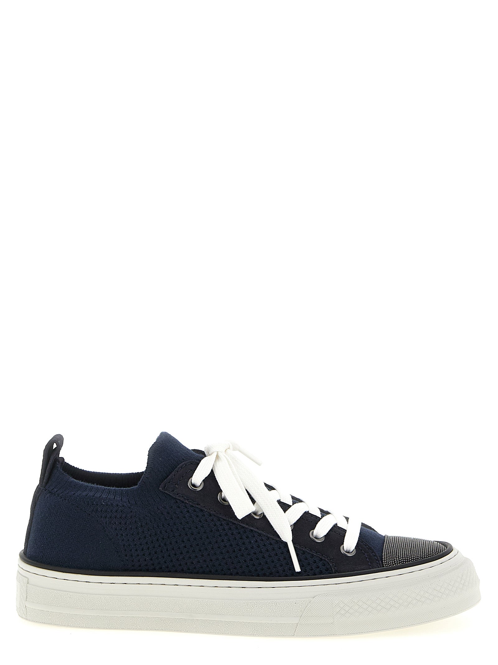 Blue Cotton Low Top Sneakers