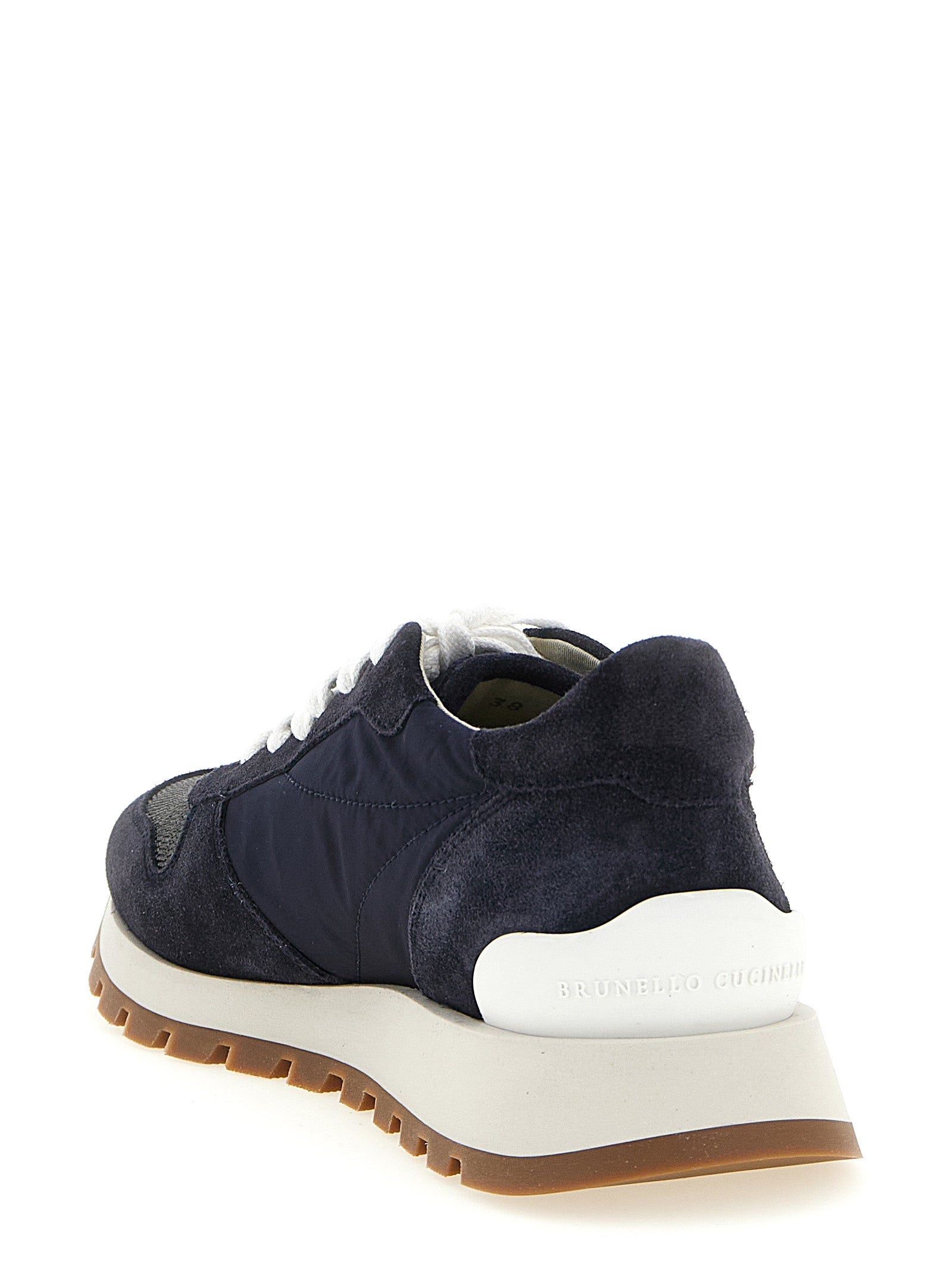 Blue Polyester Athletic Sneakers
