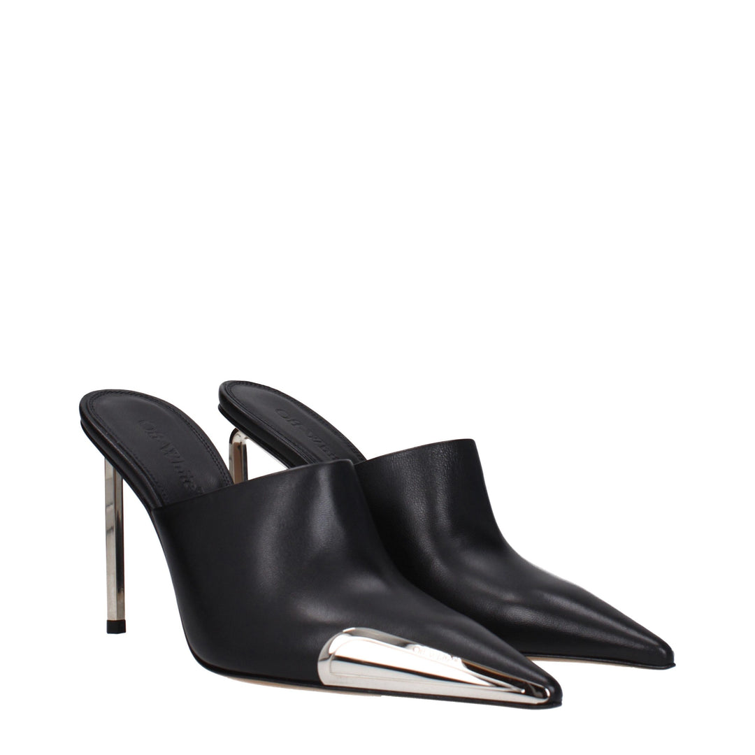 Off-White sorte pumps i skinn med høy hæl