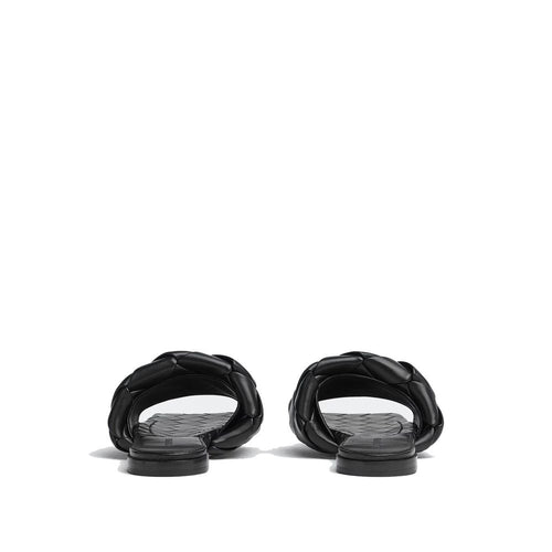 Bottega Veneta Black Lamb Leather Flat Sandals