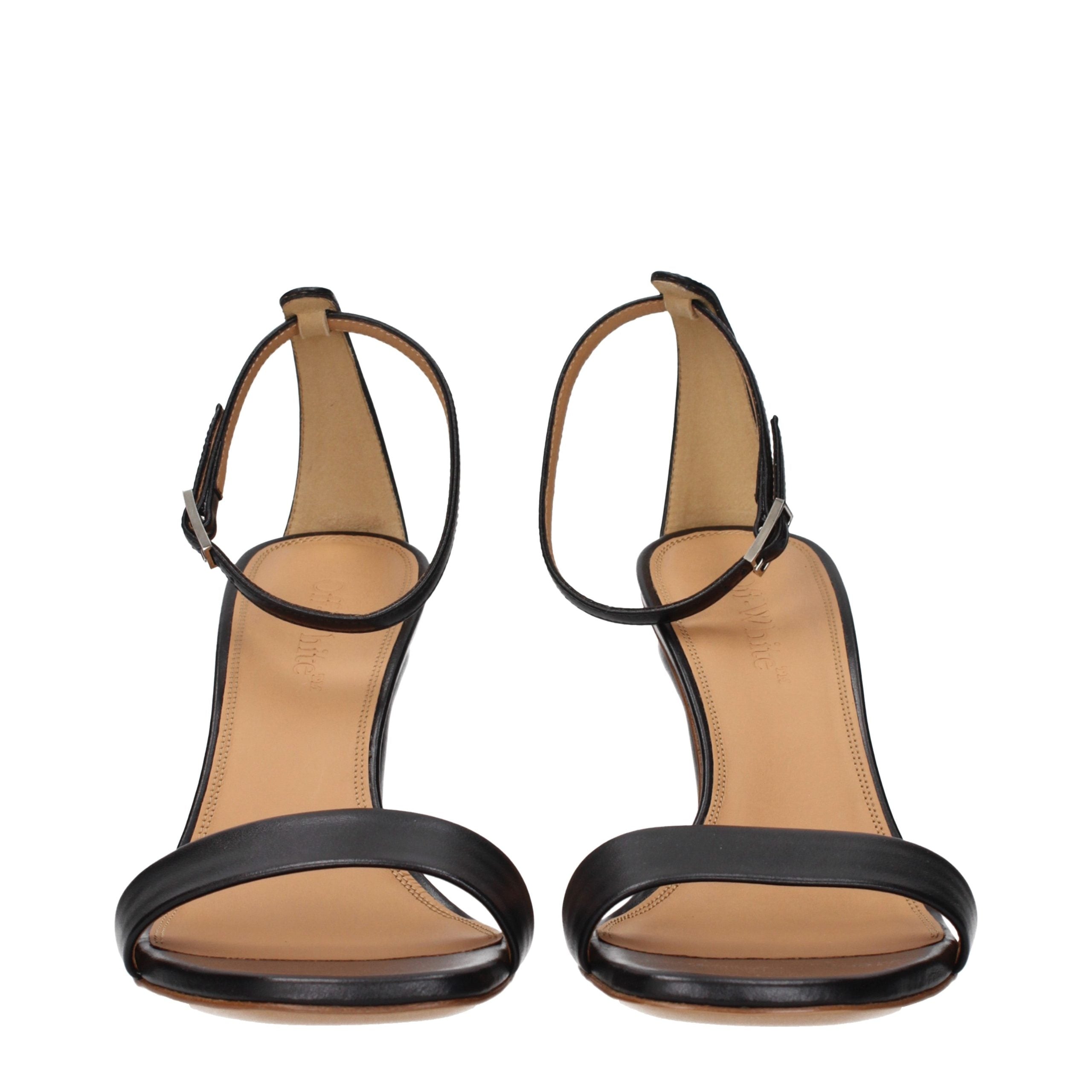Off-White svarte stiletthælsandaler i skinn