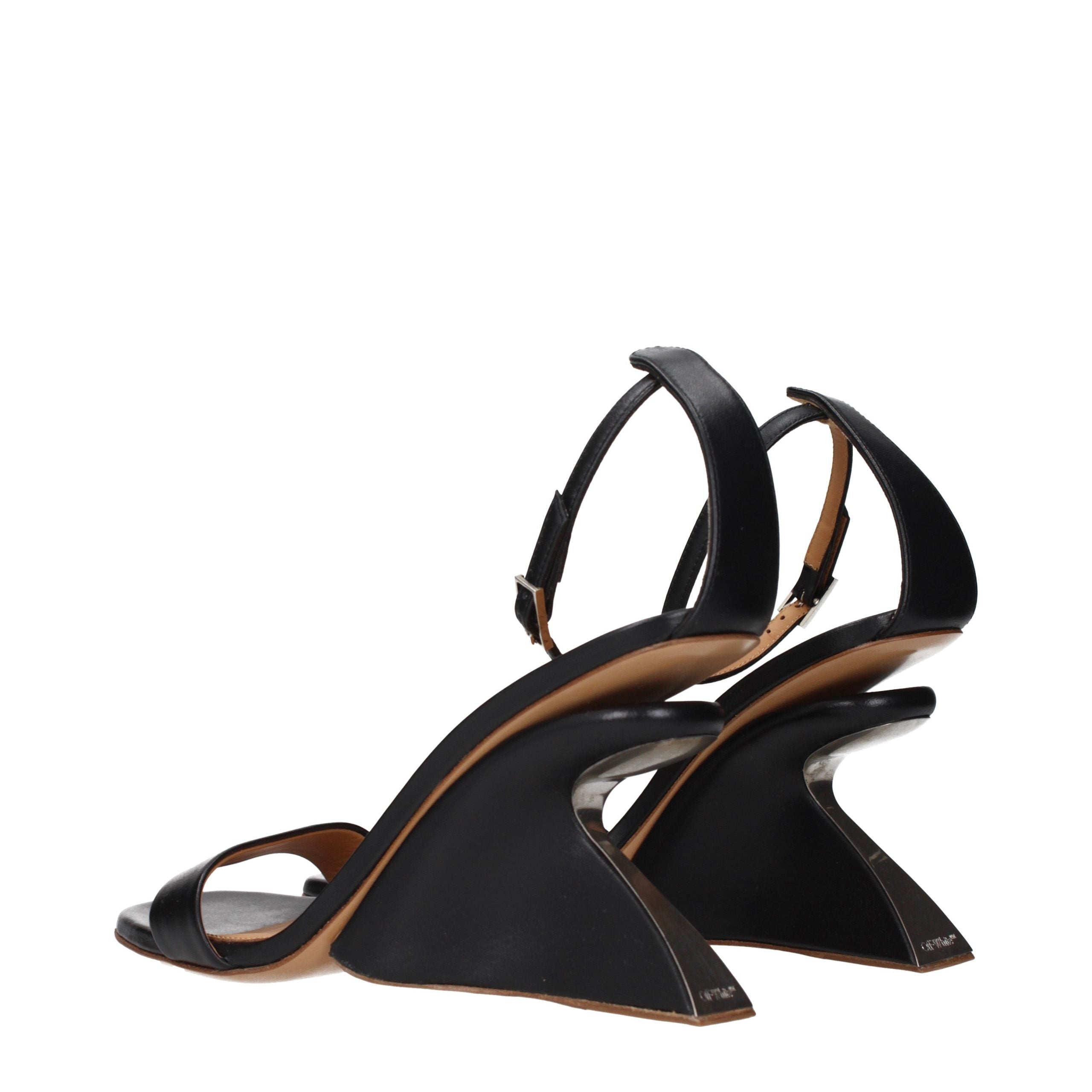 Off-White svarte stiletthælsandaler i skinn