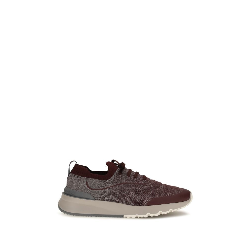 Brunello Cucinelli Bordeaux atletiske bomullssneakers