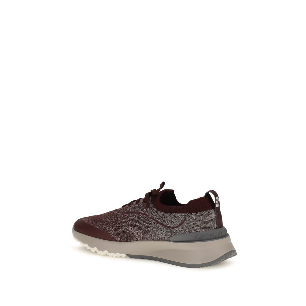 Brunello Cucinelli Bordeaux atletiske bomullssneakers