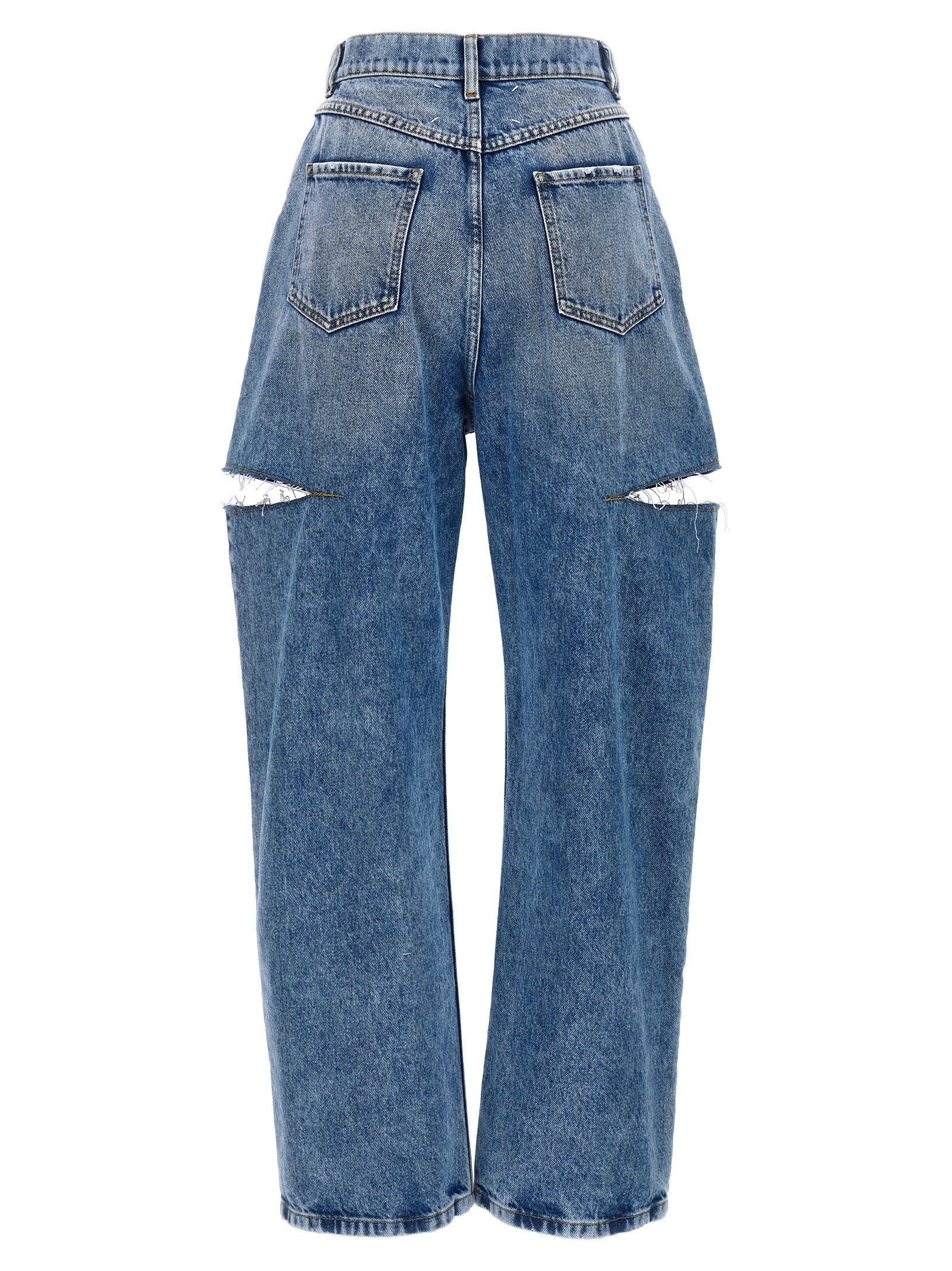 Blue Cotton Straight-Leg Jeans