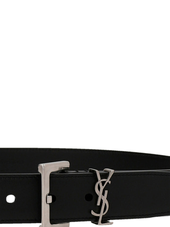 Saint Laurent belte i sort kalveskinn