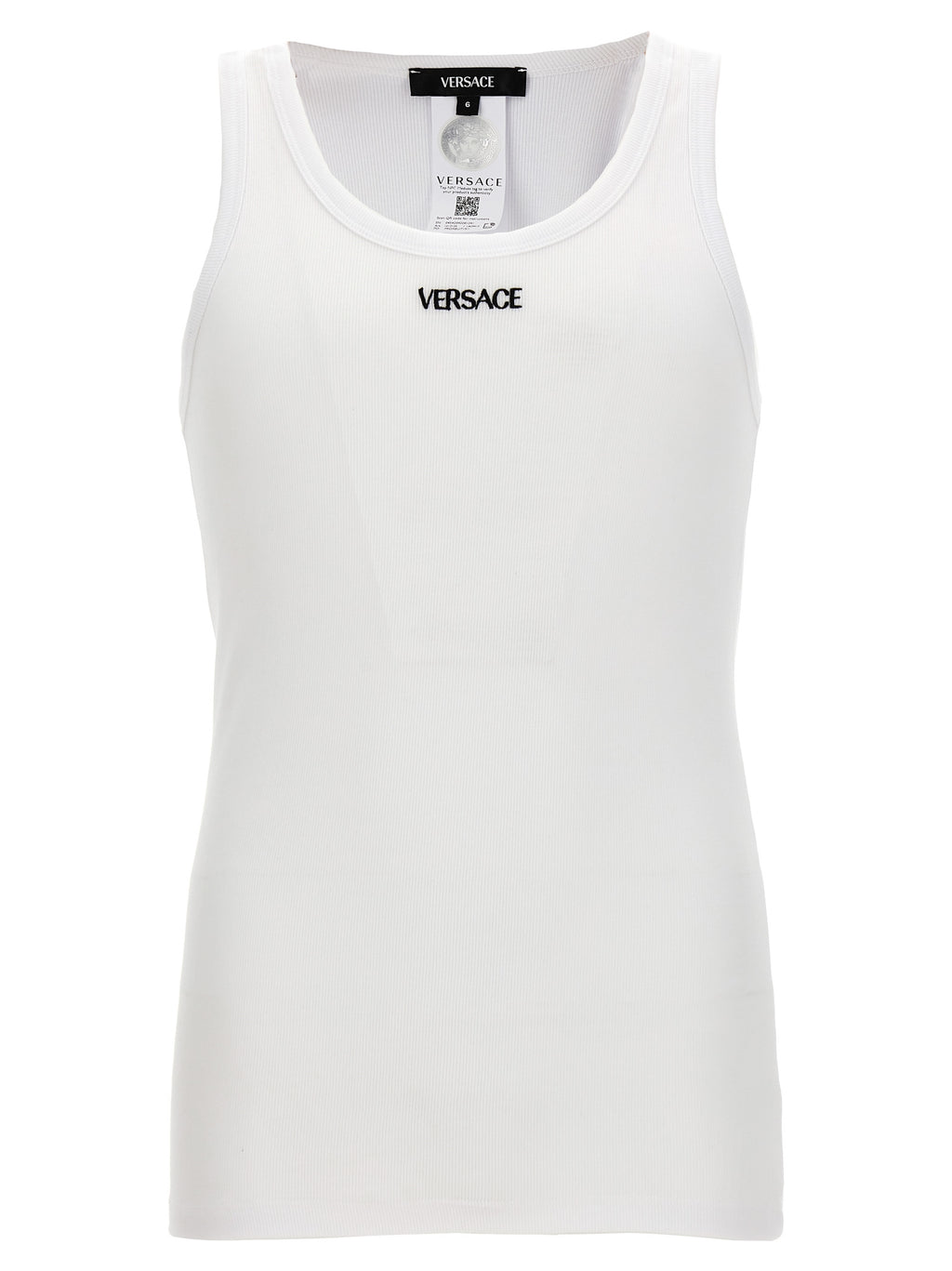 Versace White Cotton Sleeveles T-Shirt