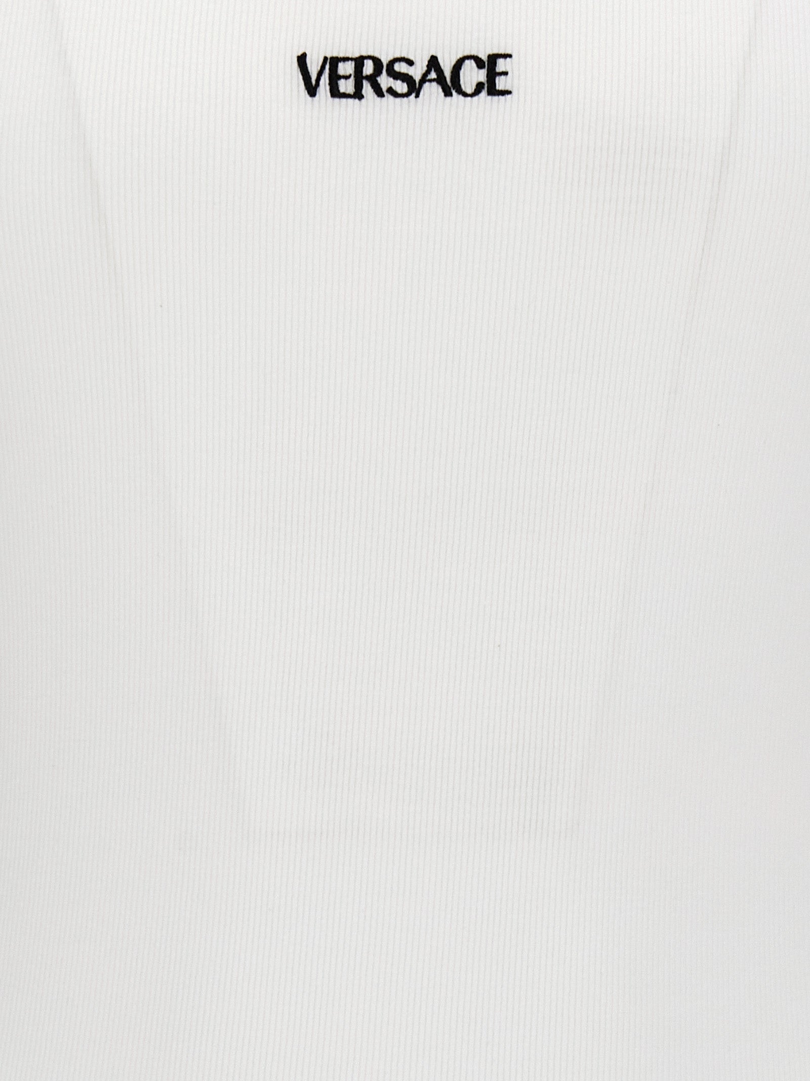 Versace White Cotton Sleeveles T-Shirt