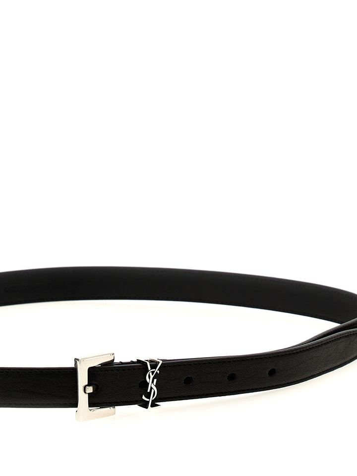 Saint Laurent Sort Belte i Glatt Skinn