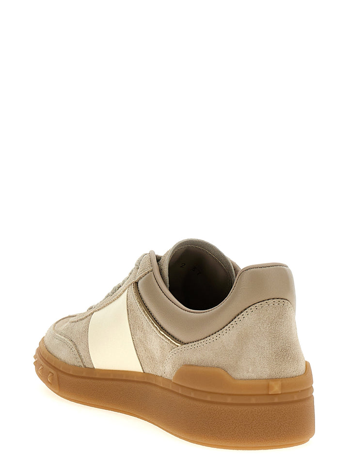 Valentino Garavani Beige Kalveskinn Lave Joggesko