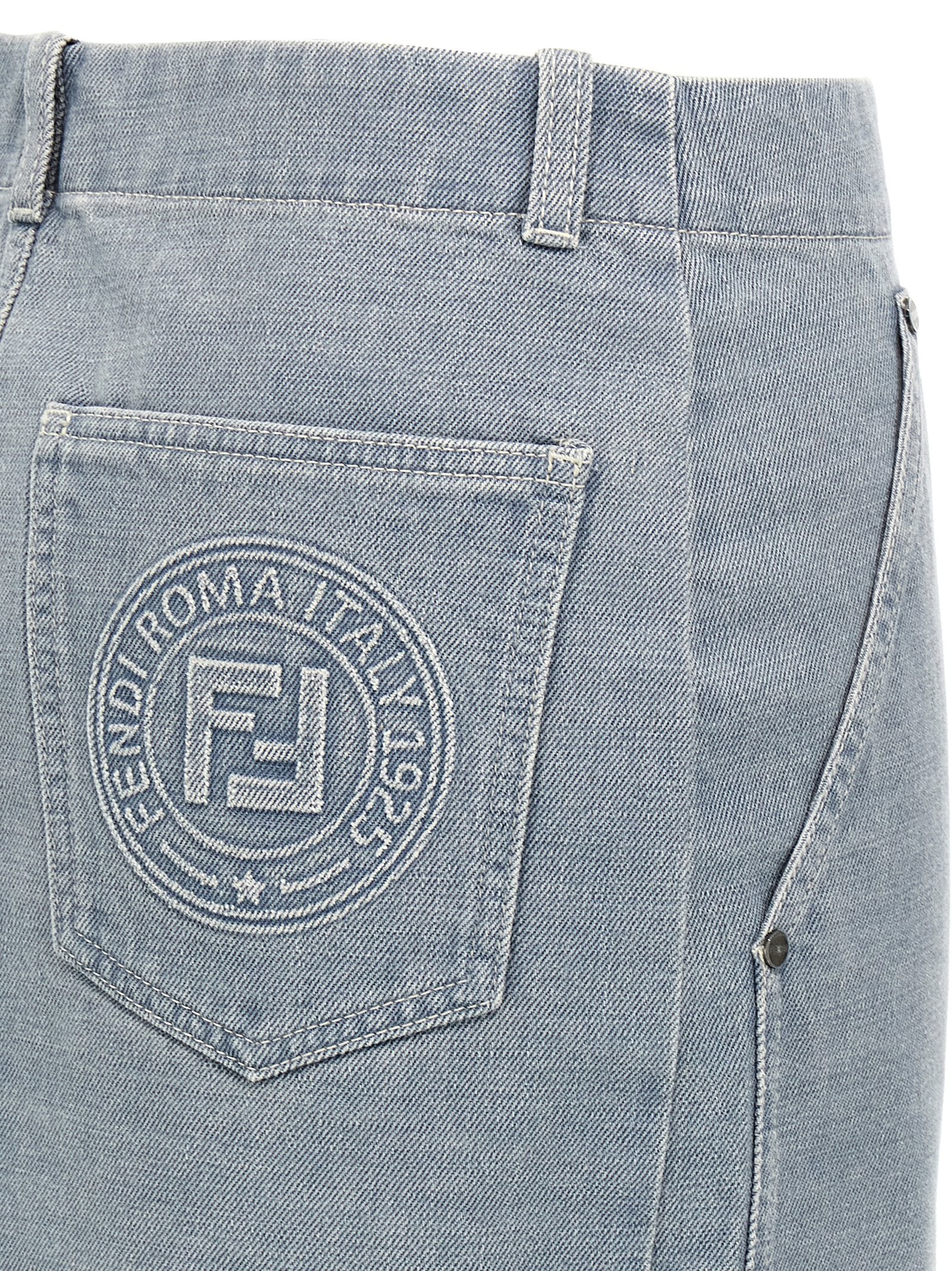 Fendi Gray Cotton Long Skirt