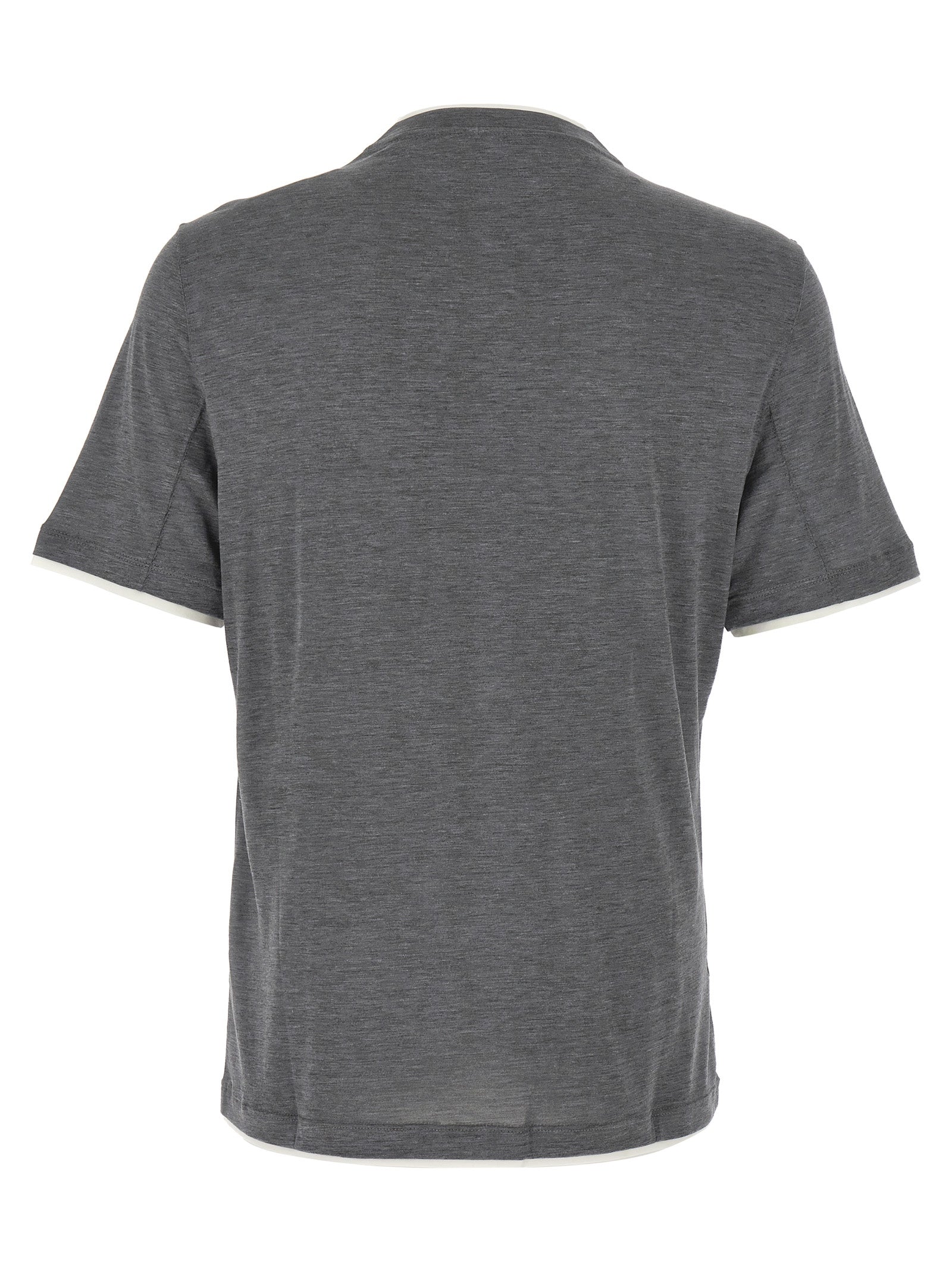 Brunello Cucinelli Gray Silk T-Shirt
