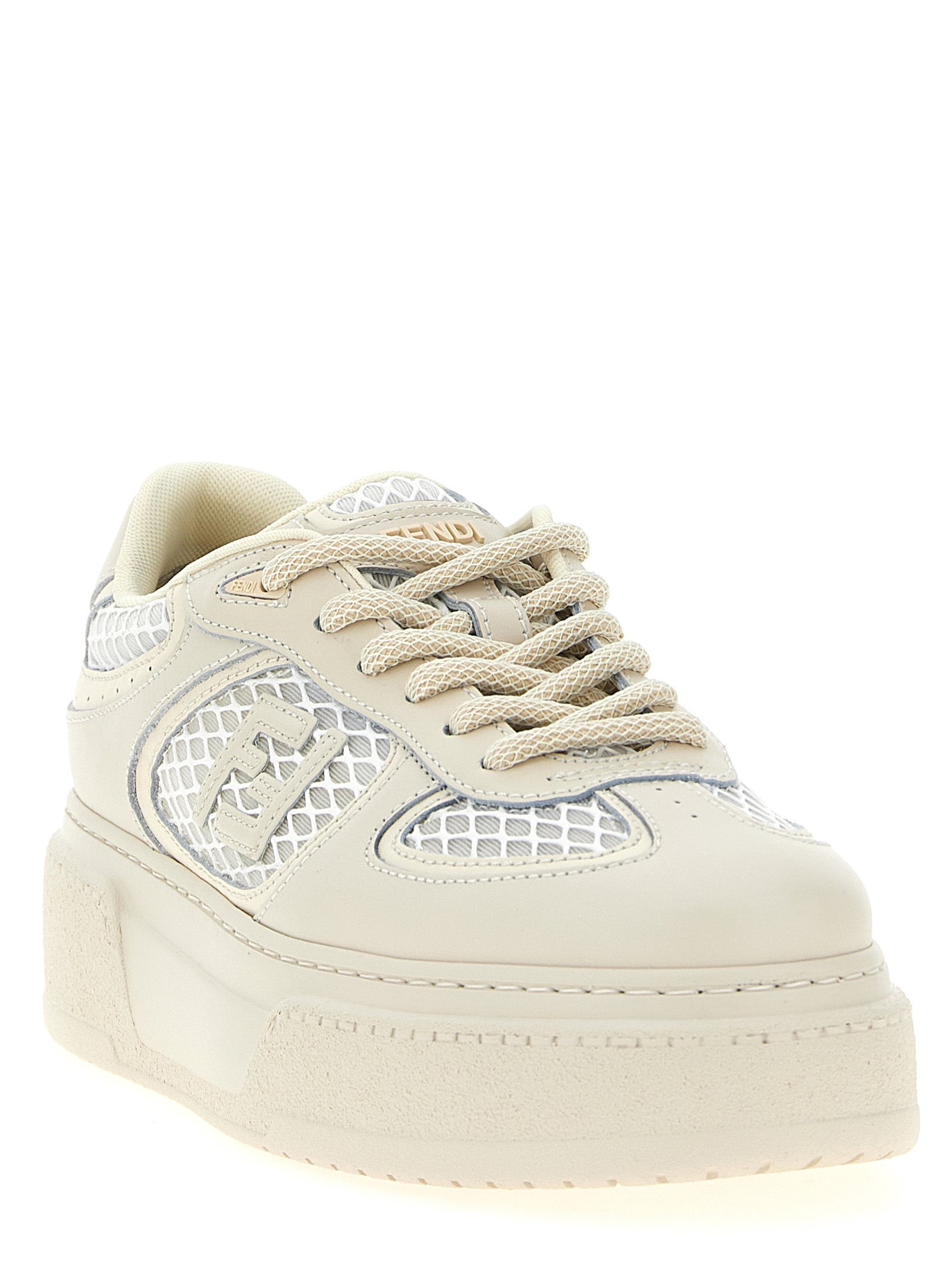 Beige Calfskin Platform Sneakers