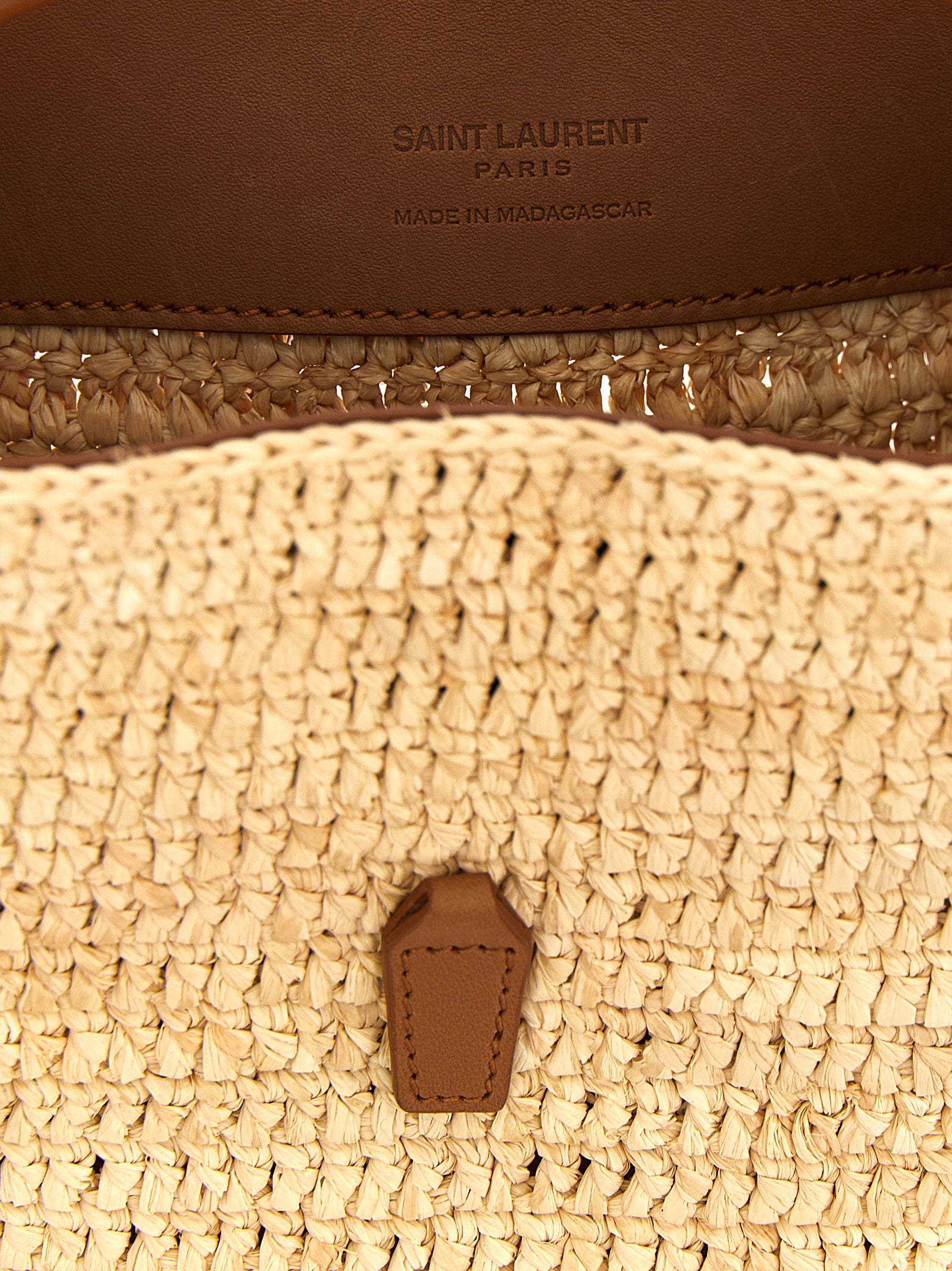 Saint Laurent Beige Raffia Crossbody Bag