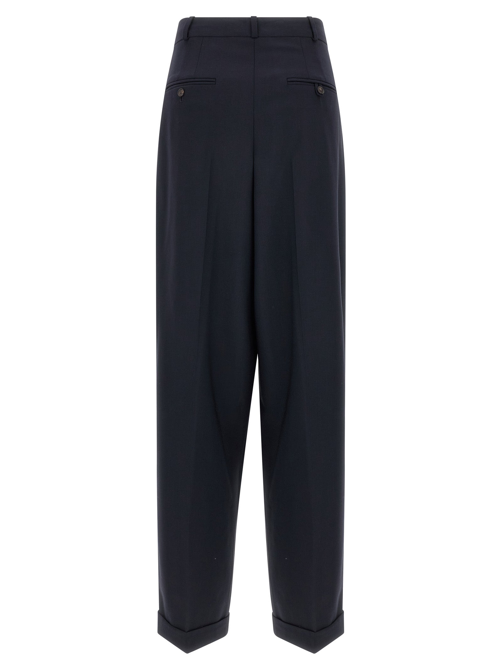 Blue Wool Casual Pants