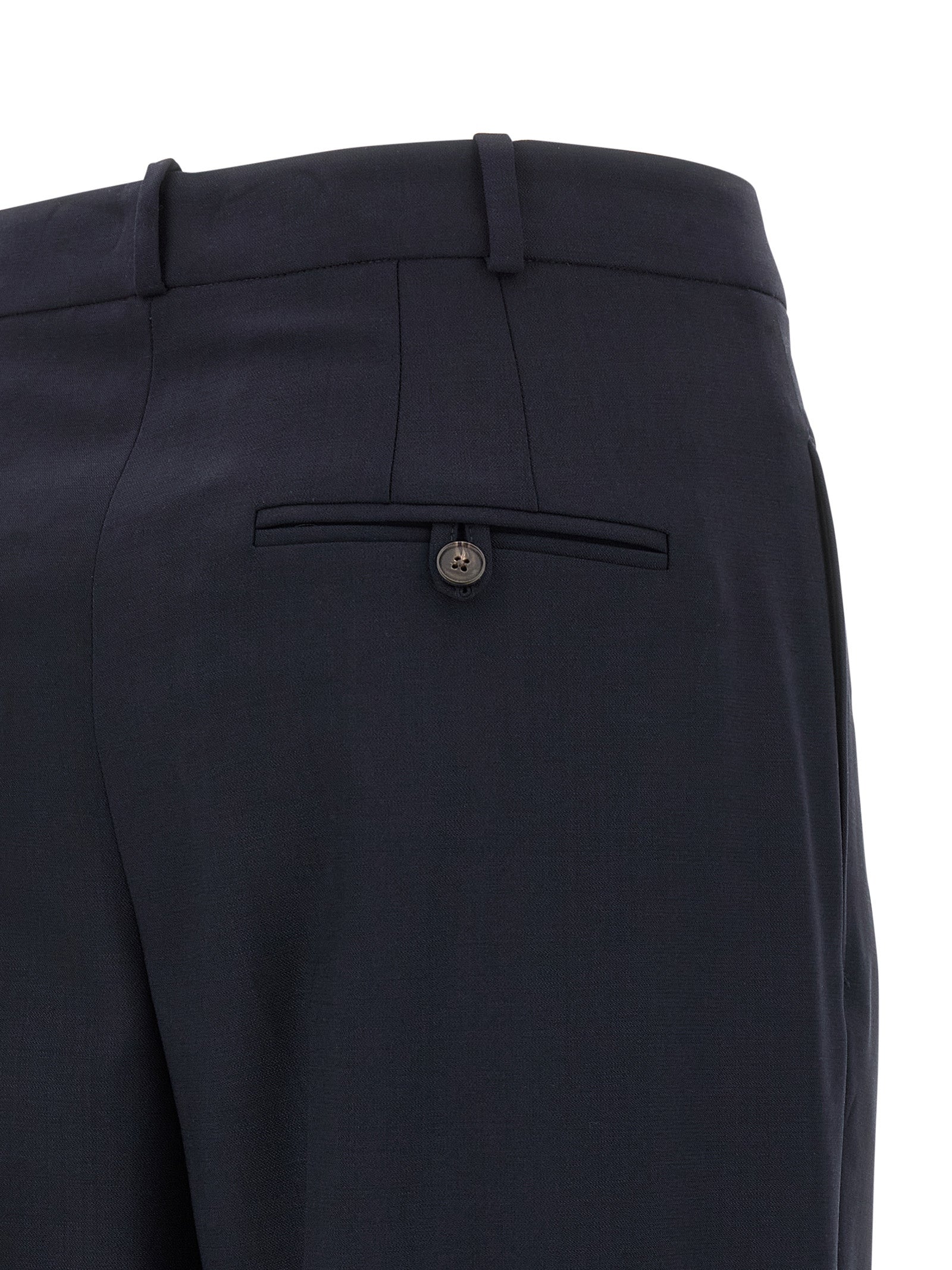 Blue Wool Casual Pants