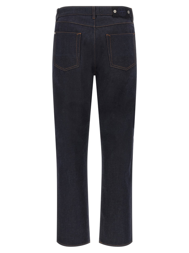 Stone Island Blå Bomull Straight-Leg Jeans
