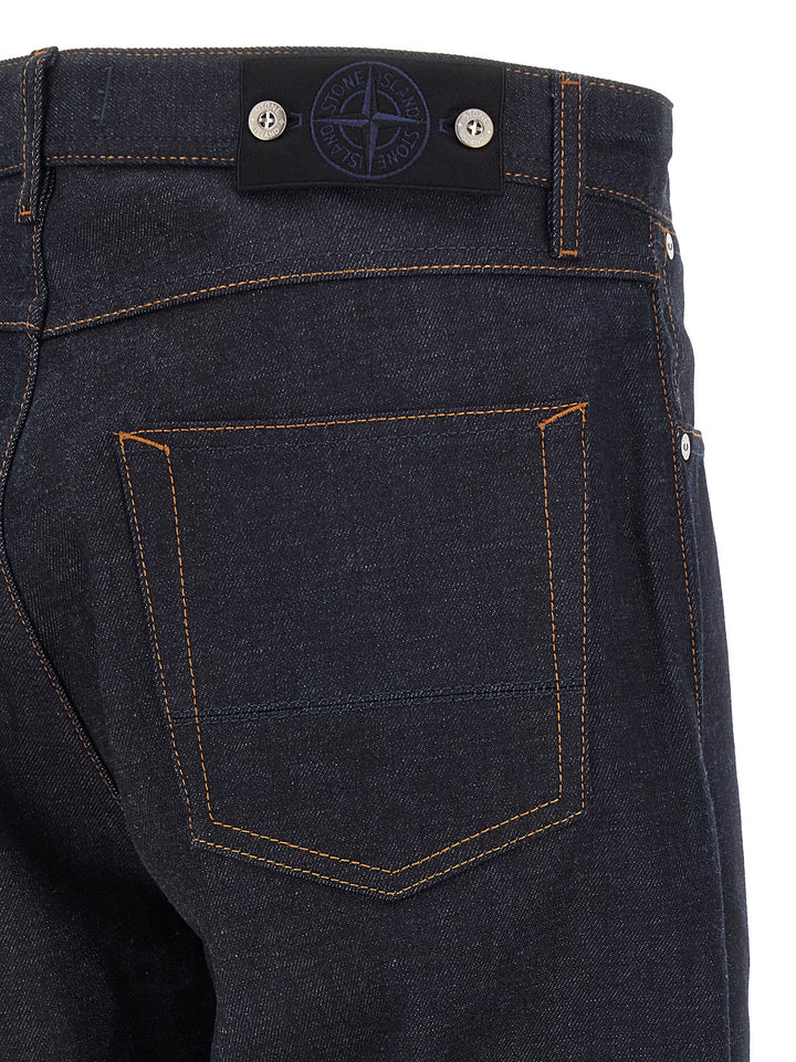 Stone Island Blå Bomull Straight-Leg Jeans