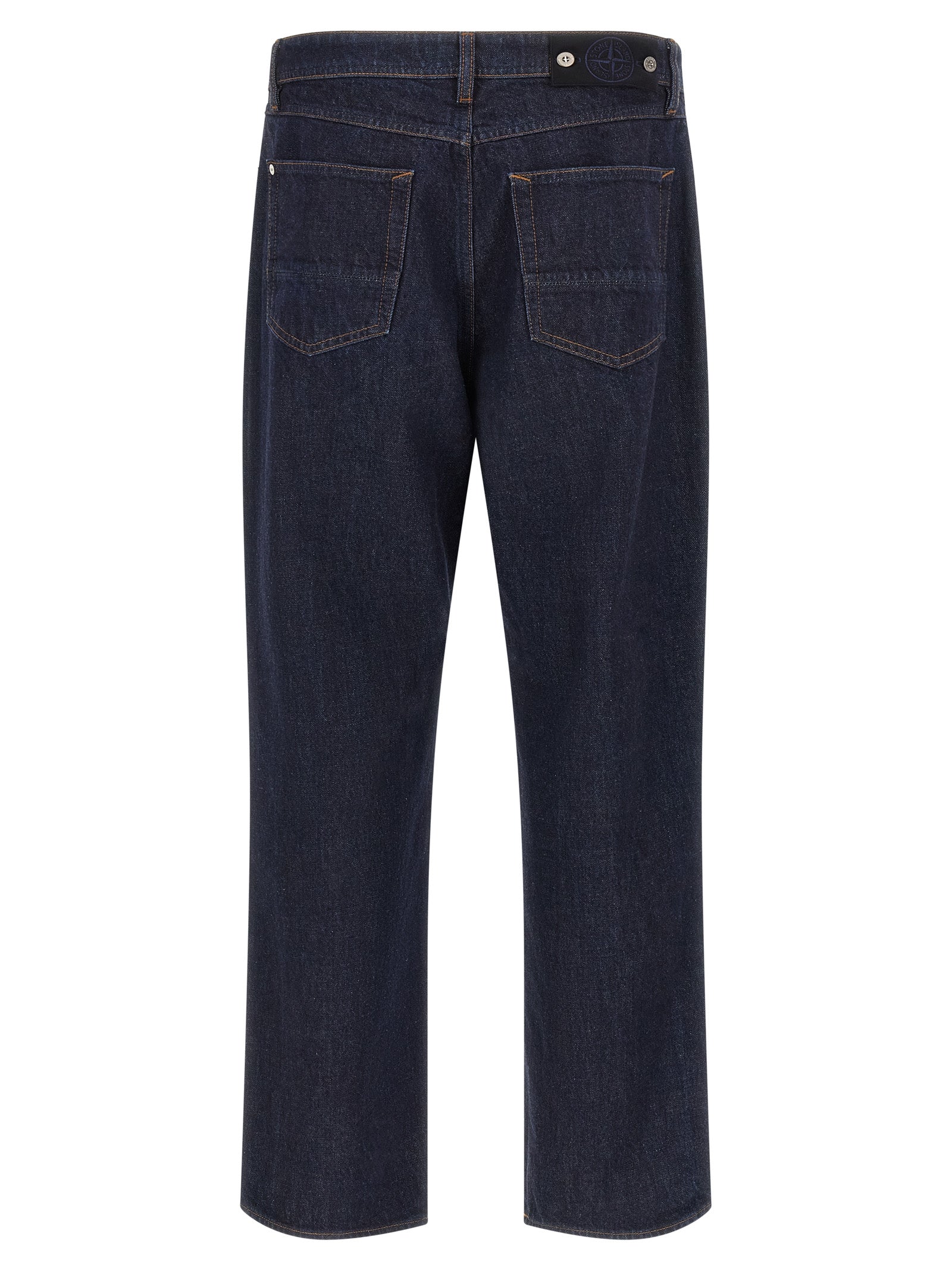 Blue Cotton Straight-Leg Jeans